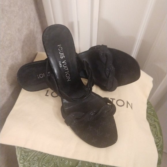 Louis Vuitton Monogram Satin Strap Sandals - Picture 1 of 13